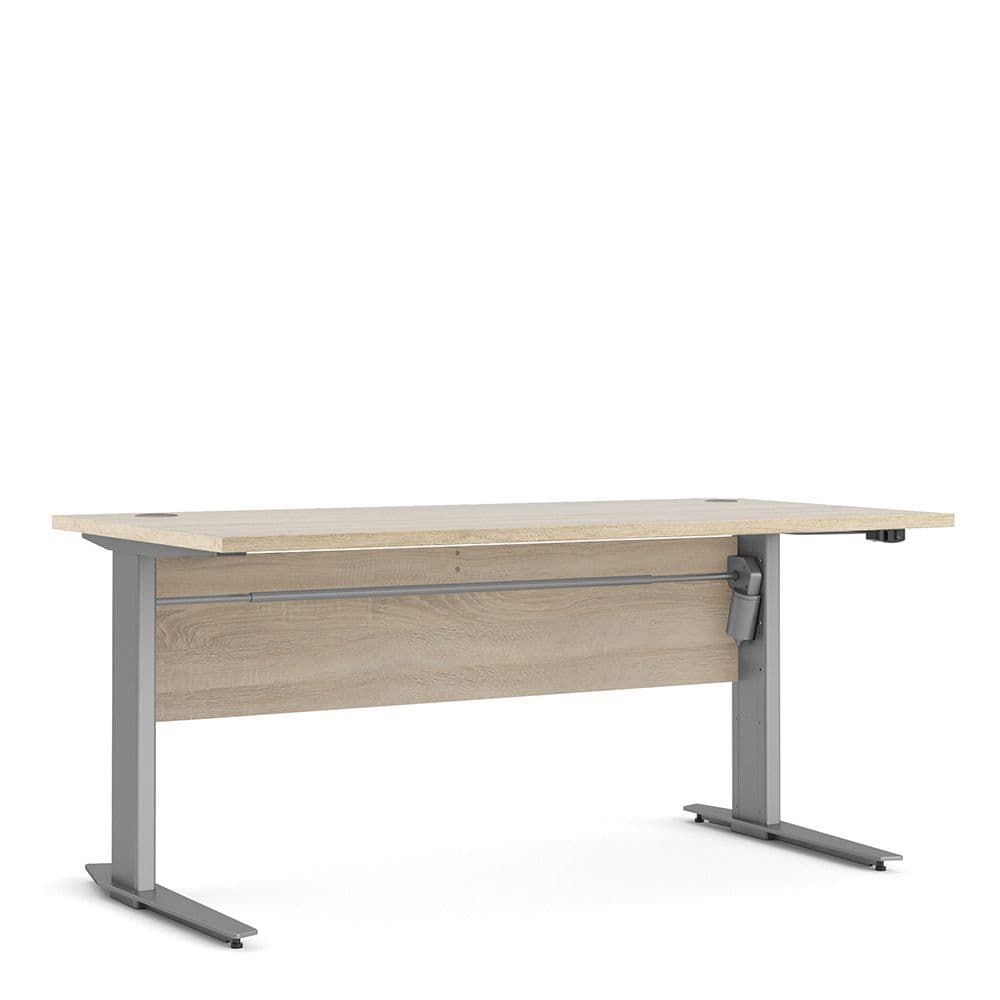 Business Pro Desk 150 cm in Oak with Height adjustable legs with electric control in Silver grey